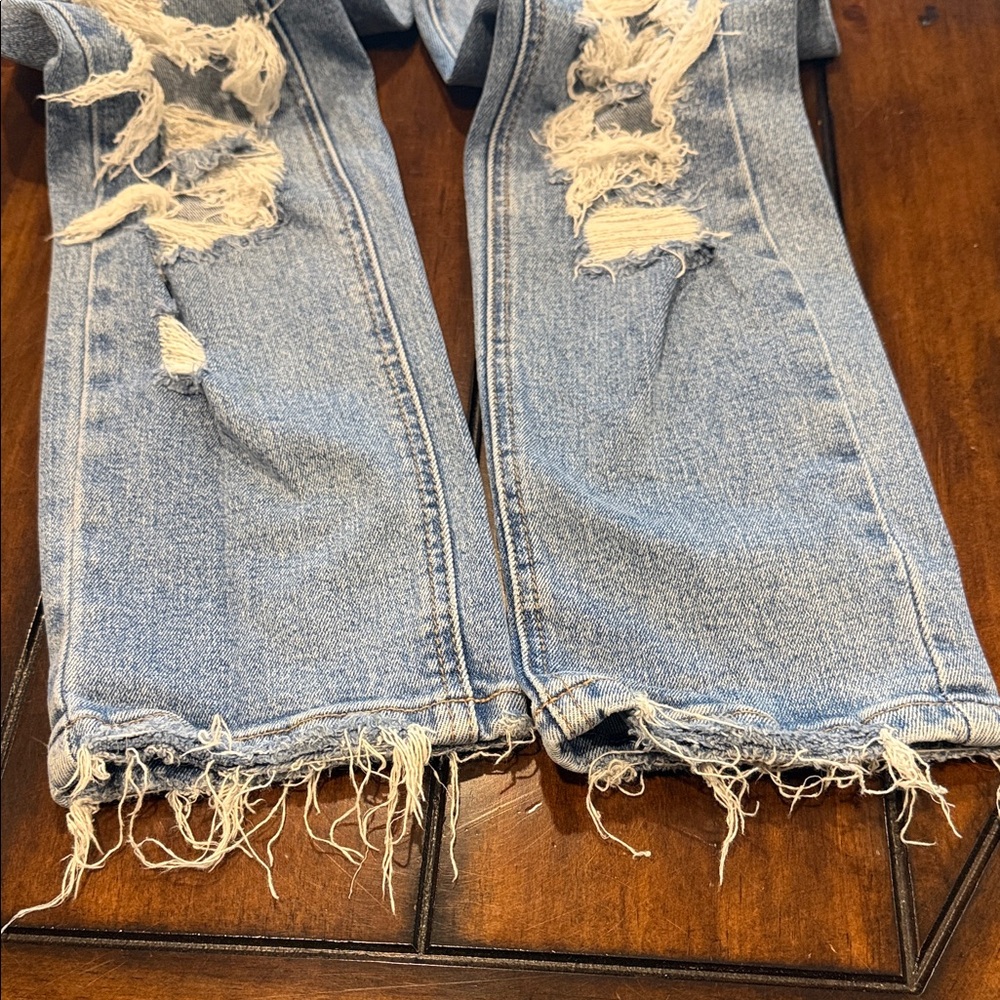 Altar'd State Light Blue Distressed Straight Leg Jeans - Picture 5 of 7